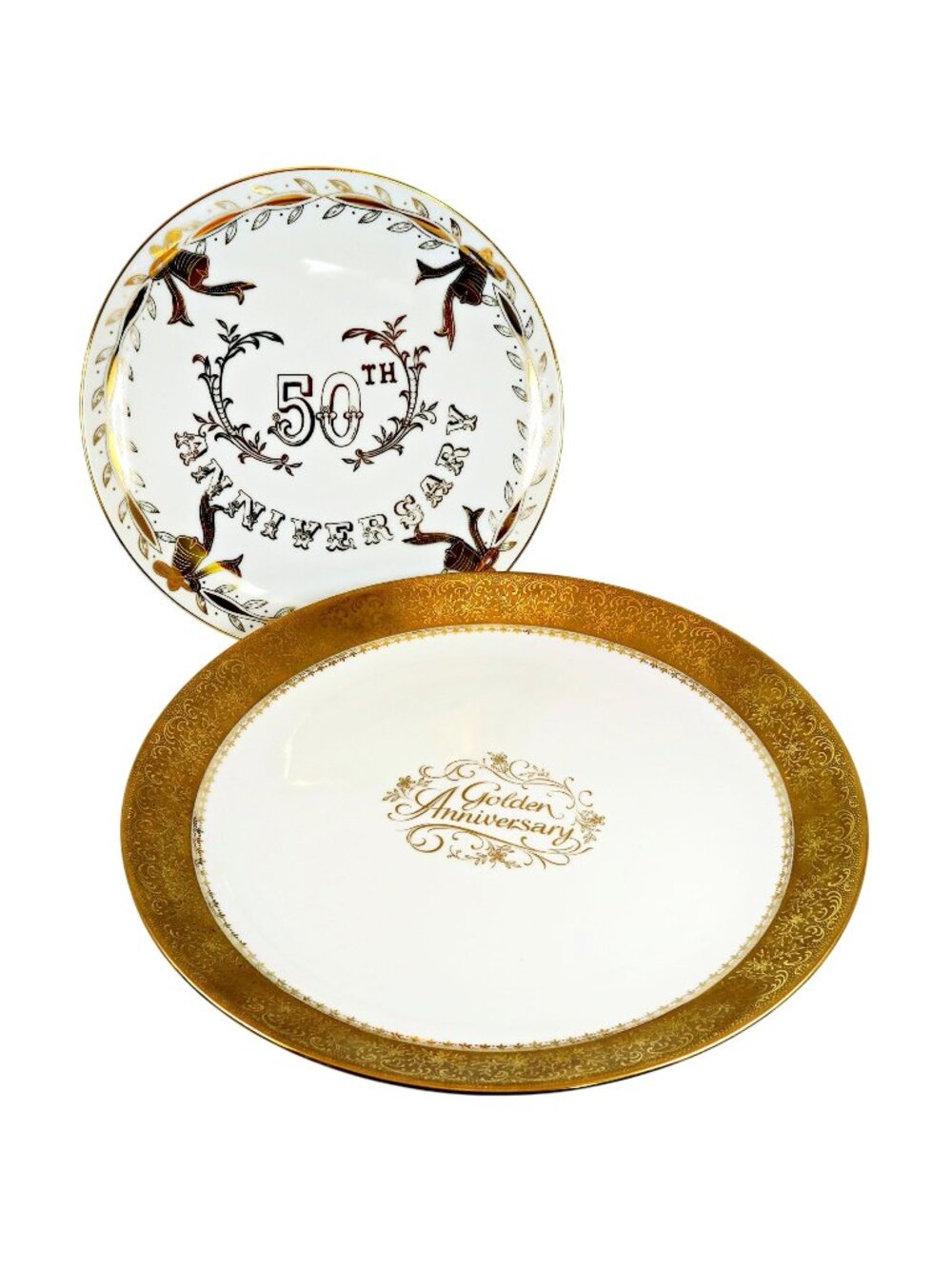 Vintage Golden Anniversary Plate Set - Lefton & Bavaria Porcelain - 1960s